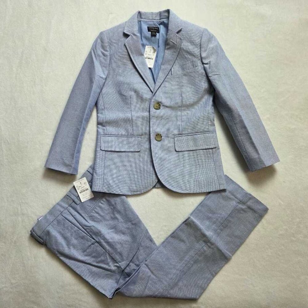 New boys 7 J.Crew Factory Thompson oxford suit jacket & pants Cloudy Blue